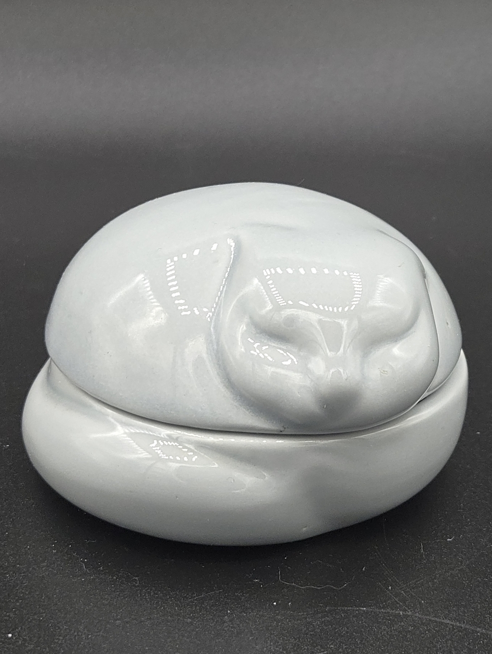 Vintage Nancy Lopez Sleeping Cat Porcelain Trinket Box 1977 Made In Japan